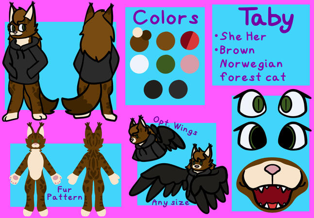 Taby (fursona) ref sheet (2026)